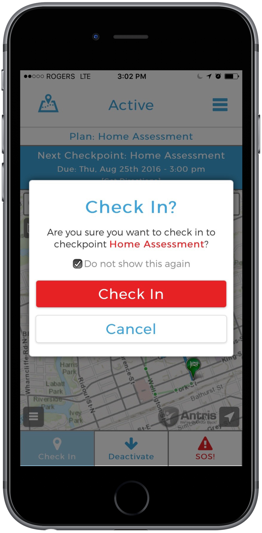 7. Mobile Plan - Check-in Button Pressed